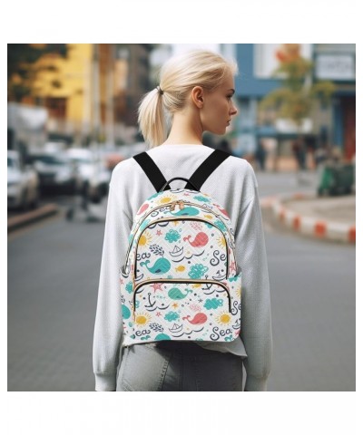 Ships Whales Backpack Purse for Women Fashion Travel Bag Ladies Shoulder Bags with Zipper Weekend Bag,S Small $16.73 Backpacks