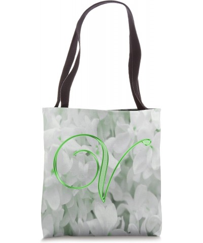 V Green Lilac Flower Petal Plant Nature Initial Letter Name Tote Bag $11.36 Totes