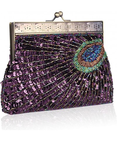 Chinese Style Retro Heavy Craft Beaded Embroidered Bag Crossbody Evening Bag Cheongsam Perfect Match Hand Bag Purple $30.36 S...