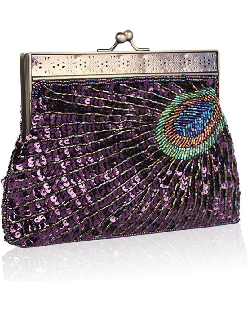 Chinese Style Retro Heavy Craft Beaded Embroidered Bag Crossbody Evening Bag Cheongsam Perfect Match Hand Bag Purple $30.36 S...