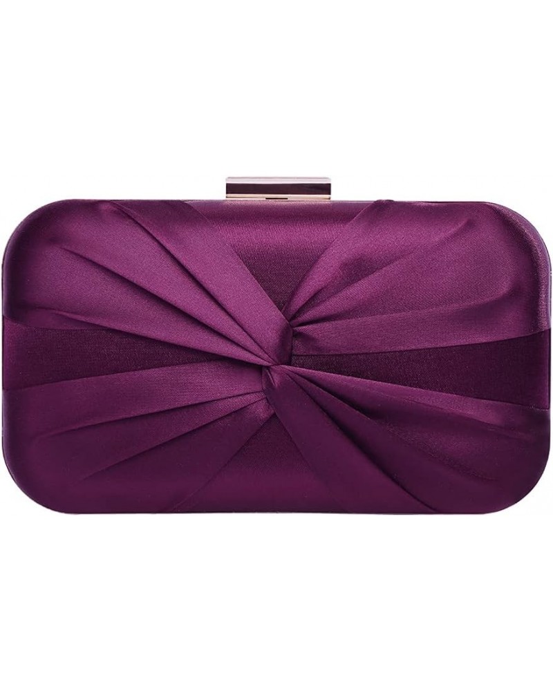 Pleated Satin Clutch Purse For Women Wedding Bridal Clutch Bag Prom Party Clutch Purple $16.23 Clutches