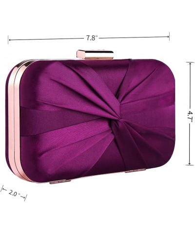 Pleated Satin Clutch Purse For Women Wedding Bridal Clutch Bag Prom Party Clutch Purple $16.23 Clutches