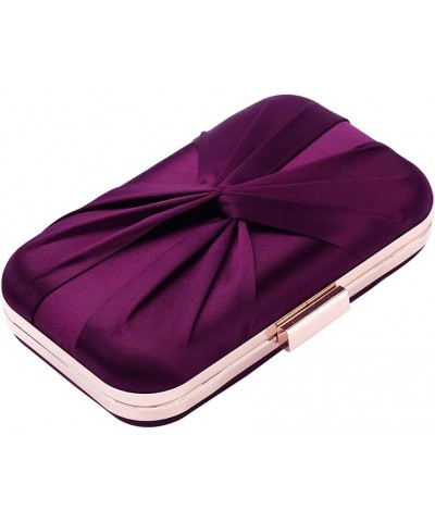 Pleated Satin Clutch Purse For Women Wedding Bridal Clutch Bag Prom Party Clutch Purple $16.23 Clutches