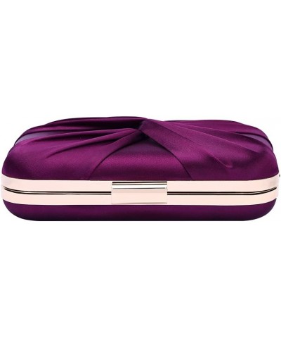 Pleated Satin Clutch Purse For Women Wedding Bridal Clutch Bag Prom Party Clutch Purple $16.23 Clutches