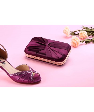 Pleated Satin Clutch Purse For Women Wedding Bridal Clutch Bag Prom Party Clutch Purple $16.23 Clutches