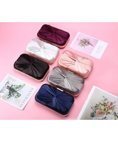 Pleated Satin Clutch Purse For Women Wedding Bridal Clutch Bag Prom Party Clutch Purple $16.23 Clutches