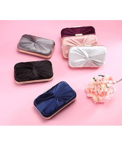 Pleated Satin Clutch Purse For Women Wedding Bridal Clutch Bag Prom Party Clutch Purple $16.23 Clutches