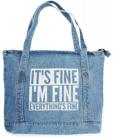 It's Fine I'm Fine Everything's Fine Denim Tote Bag - Positive Stuff - Motivational Gift Light Washed $23.84 Totes