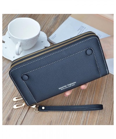 Fashion Women Long Wallet Artificial Leather Women Open Purse Multiple Card Slots Clutch Bag Hardware (A, One Size) Black One...