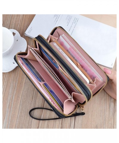 Fashion Women Long Wallet Artificial Leather Women Open Purse Multiple Card Slots Clutch Bag Hardware (A, One Size) Black One...