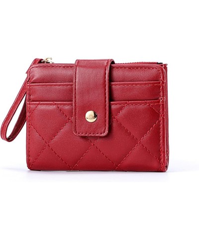 Women Wallet Female Short Coins Purse Case Credit Card Holder Fine Stitch Light Green Wine Red $7.70 Wallets