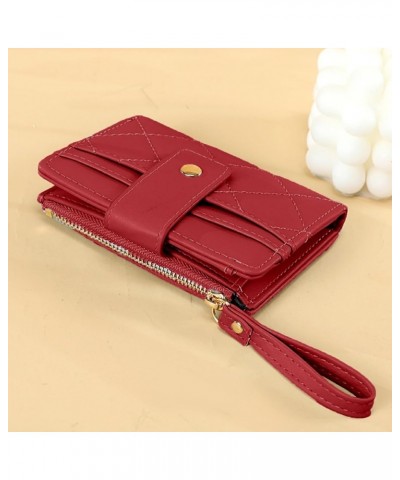 Women Wallet Female Short Coins Purse Case Credit Card Holder Fine Stitch Light Green Wine Red $7.70 Wallets