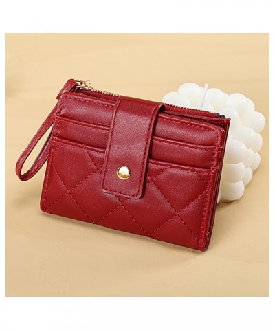 Women Wallet Female Short Coins Purse Case Credit Card Holder Fine Stitch Light Green Wine Red $7.70 Wallets