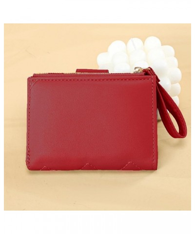 Women Wallet Female Short Coins Purse Case Credit Card Holder Fine Stitch Light Green Wine Red $7.70 Wallets