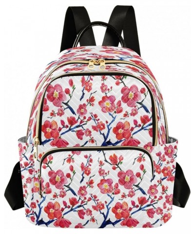 Red Pink Cherry Blossom Flowers Women Backpack Purse Ladies Fashion Shoulder Bag Daypack Travel Bag 7.5L Medium $13.64 Backpacks