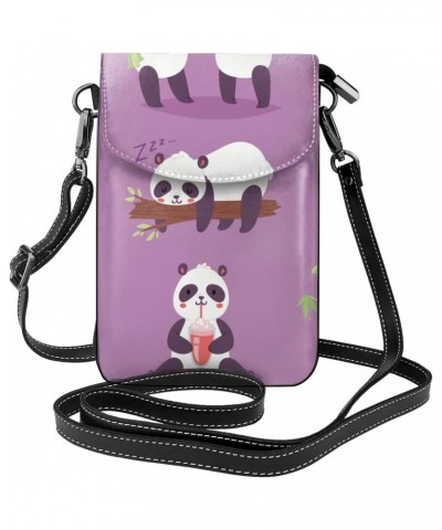 Panda Bearcat with Bamboo in Love Small Crossbody Bags for Women Trendy Crossbody Bag Leather Cell Phone Shoulder Purses $20....