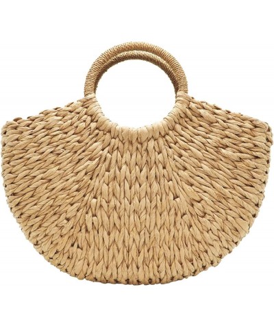 Women Straw Handbag Handmade Rattan Beach Tote Top Handle Satchel Bags Camel $20.39 Satchels