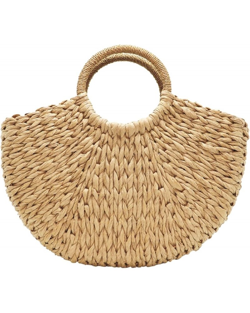 Women Straw Handbag Handmade Rattan Beach Tote Top Handle Satchel Bags Camel $20.39 Satchels