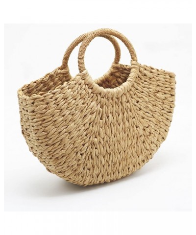 Women Straw Handbag Handmade Rattan Beach Tote Top Handle Satchel Bags Camel $20.39 Satchels