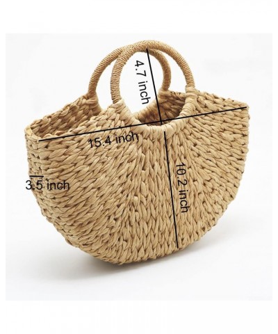 Women Straw Handbag Handmade Rattan Beach Tote Top Handle Satchel Bags Camel $20.39 Satchels