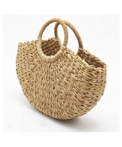 Women Straw Handbag Handmade Rattan Beach Tote Top Handle Satchel Bags Camel $20.39 Satchels