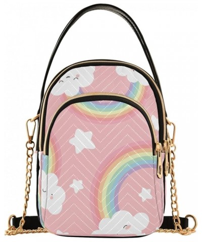 Star Rainbow Pink Crossbody Bags for Women Small Shoulder with Detachable Straps, Shoulder Handbags for Ladies Star Rainbow P...