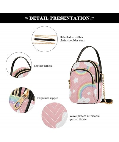 Star Rainbow Pink Crossbody Bags for Women Small Shoulder with Detachable Straps, Shoulder Handbags for Ladies Star Rainbow P...