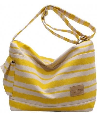 High-capacity Stripe Shoulder Bag Fashion Cotton Canvas Handbag Casual Bags Cv633yw $20.87 Shoulder Bags