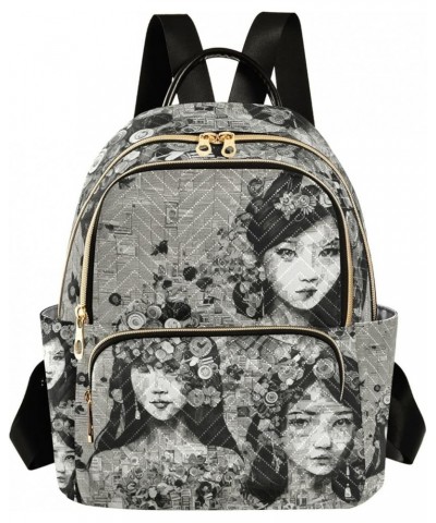 Women's Small Fashion Backpack Art Oriental Lady Print Ladies Travel Daypack Aesthetic Shoulder Bag 10.2×5.1×12.5 IN $14.40 B...