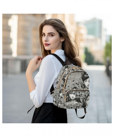 Women's Small Fashion Backpack Art Oriental Lady Print Ladies Travel Daypack Aesthetic Shoulder Bag 10.2×5.1×12.5 IN $14.40 B...