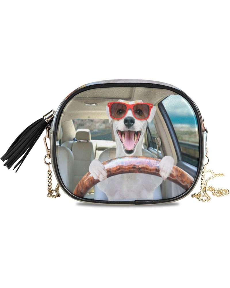 Crossbody Purse Small Crossbody Bags Shoulder Handbags Funny Dog Driving for Women $13.74 Shoulder Bags