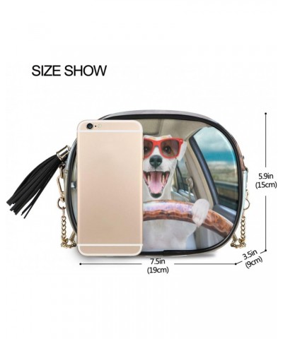 Crossbody Purse Small Crossbody Bags Shoulder Handbags Funny Dog Driving for Women $13.74 Shoulder Bags