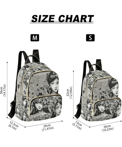 Women's Small Fashion Backpack Art Oriental Lady Print Ladies Travel Daypack Aesthetic Shoulder Bag 10.2×5.1×12.5 IN $14.40 B...