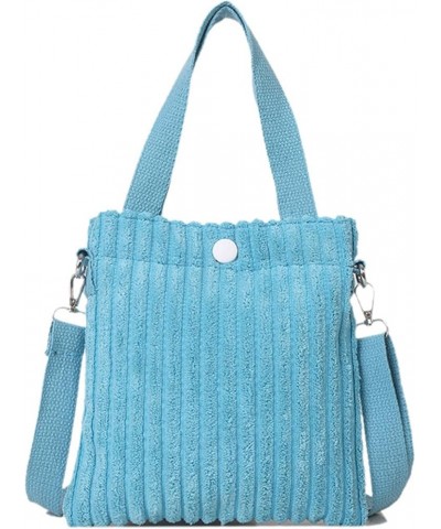 Stylish Mini Tote Bag for Women Corduroy Shoulder Bags Spring Summer Handbag Light Blue $13.51 Totes