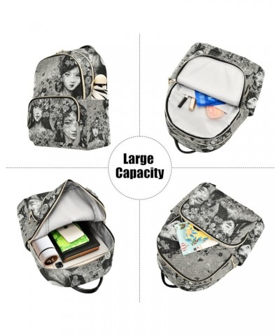 Women's Small Fashion Backpack Art Oriental Lady Print Ladies Travel Daypack Aesthetic Shoulder Bag 10.2×5.1×12.5 IN $14.40 B...