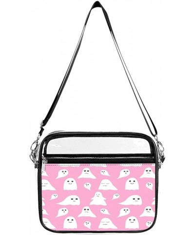 Cute-funny-pink-halloween-print Clear Crossbody Shoulder Purse Bag for Men Women, Stadium Clear Messenger Bag Style-1 $10.50 ...