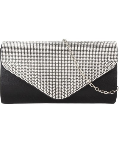 Ladies Rhinestones Evening Handbag Purse Glitter Wedding Clutch Bag with Detachable Metal Chain, Champagne Black $18.73 Eveni...