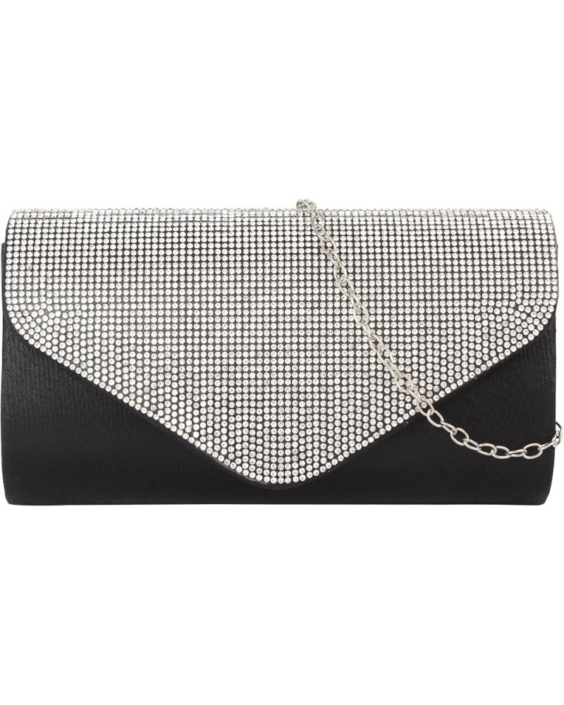 Ladies Rhinestones Evening Handbag Purse Glitter Wedding Clutch Bag with Detachable Metal Chain, Champagne Black $18.73 Eveni...