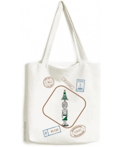 Egypt Mummy Horus mas Tree 01 Stamp Shopping Ecofriendly Storage Canvas Tote Bag $13.64 Totes