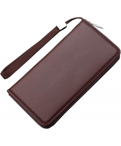 Fashion Men ID Long Wallet Solid Color Bag Zipper Purse Multiple Card Slots Clutch Bag Big Wallets for Men (Coffee, One Size)...