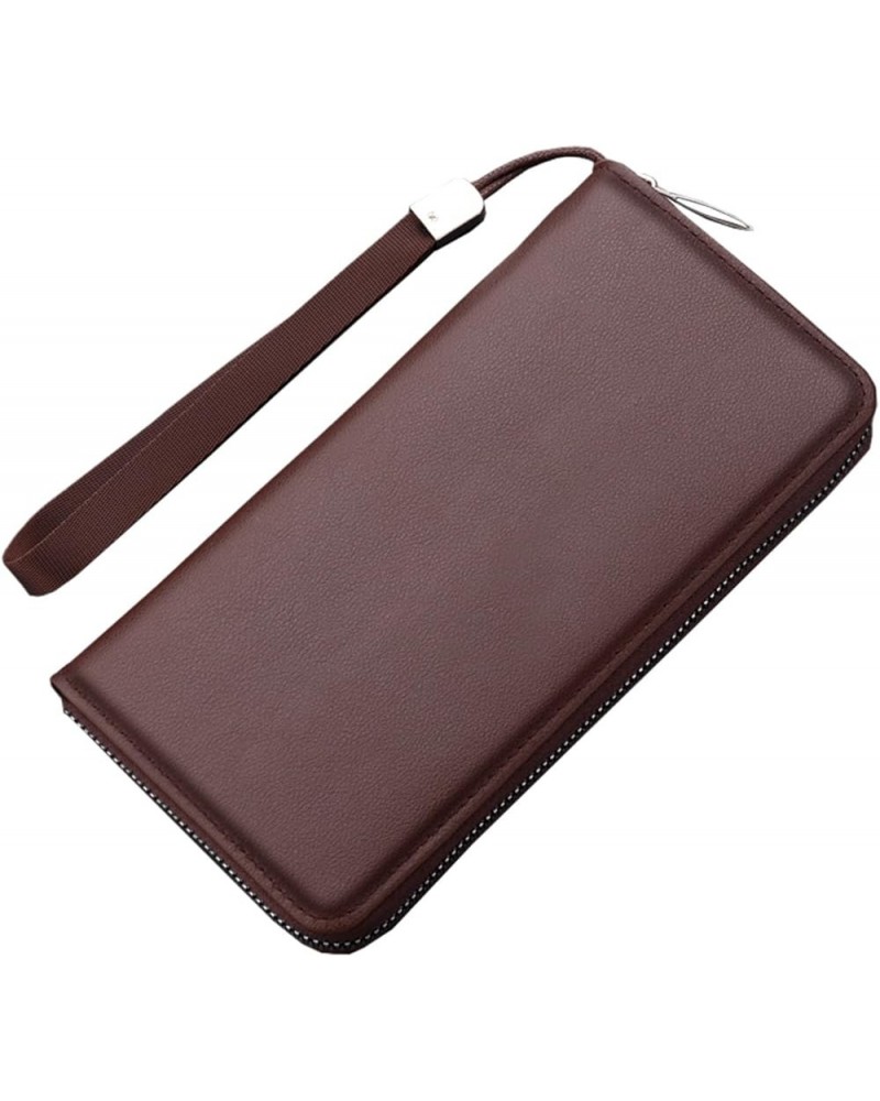 Fashion Men ID Long Wallet Solid Color Bag Zipper Purse Multiple Card Slots Clutch Bag Big Wallets for Men (Coffee, One Size)...