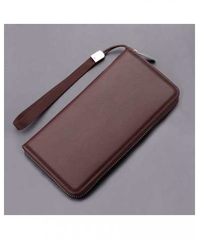 Fashion Men ID Long Wallet Solid Color Bag Zipper Purse Multiple Card Slots Clutch Bag Big Wallets for Men (Coffee, One Size)...