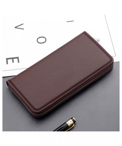 Fashion Men ID Long Wallet Solid Color Bag Zipper Purse Multiple Card Slots Clutch Bag Big Wallets for Men (Coffee, One Size)...