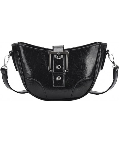 Women's Glossy PU Leather Shoulder Crossbody Bag Y2K Small Hobo Totes Handbag Underarm Purse Dumpling Satchel Black $21.51 Totes