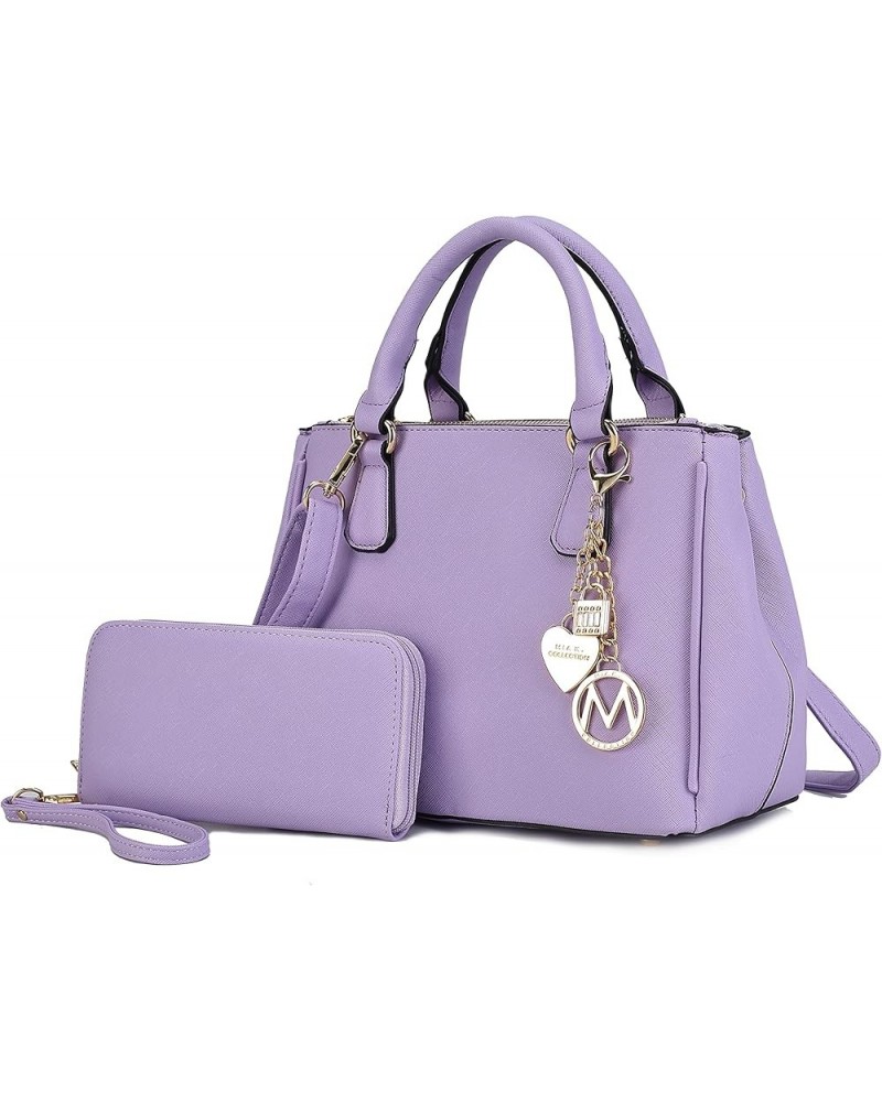 Satchel Bags for Women With Wristlet Wallet, Vegan Leather Shoulder Pocketbook Handbag Purse Ruth Lilac $34.50 Satchels