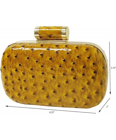 Women's Animal Print Box Clutch Mustard $24.72 Evening Bags