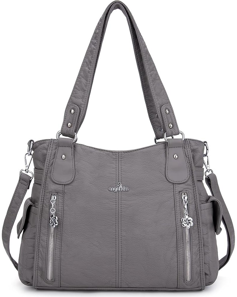 Handbags for Womens Top-Handle Hobo Purse Roomy Casual Shoulder Bags PU Tote Satchel Purse for Womens Grey $26.54 Shoulder Bags