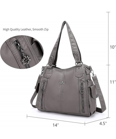 Handbags for Womens Top-Handle Hobo Purse Roomy Casual Shoulder Bags PU Tote Satchel Purse for Womens Grey $26.54 Shoulder Bags