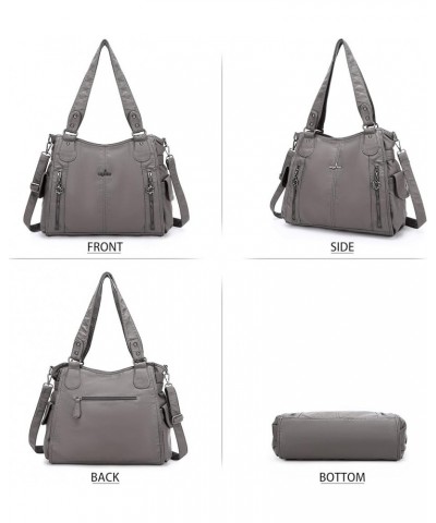 Handbags for Womens Top-Handle Hobo Purse Roomy Casual Shoulder Bags PU Tote Satchel Purse for Womens Grey $26.54 Shoulder Bags