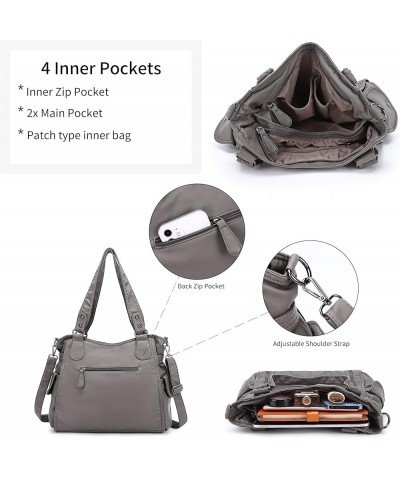 Handbags for Womens Top-Handle Hobo Purse Roomy Casual Shoulder Bags PU Tote Satchel Purse for Womens Grey $26.54 Shoulder Bags